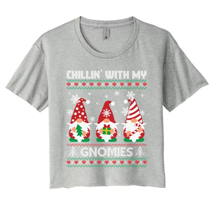 Chillin With My Gnomies Matching Family Christmas Gnome Meaningful Gift Women's Crop Top Tee