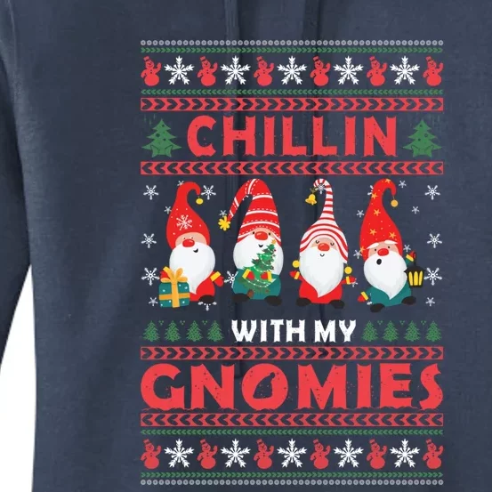 Chillin With My Gnomies Family Matching Xmas Pajamas Gnome Gift Women's Pullover Hoodie