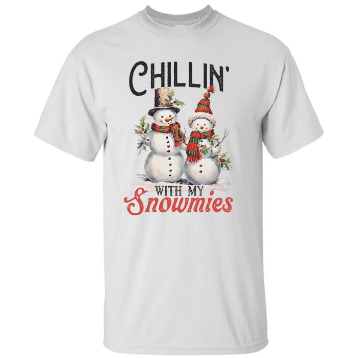 Chillin With My Snowmies | Vintage Christmas Snowmen Tall T-Shirt