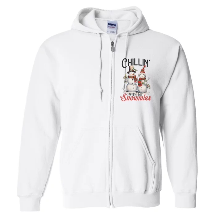 Chillin With My Snowmies | Vintage Christmas Snowmen Full Zip Hoodie