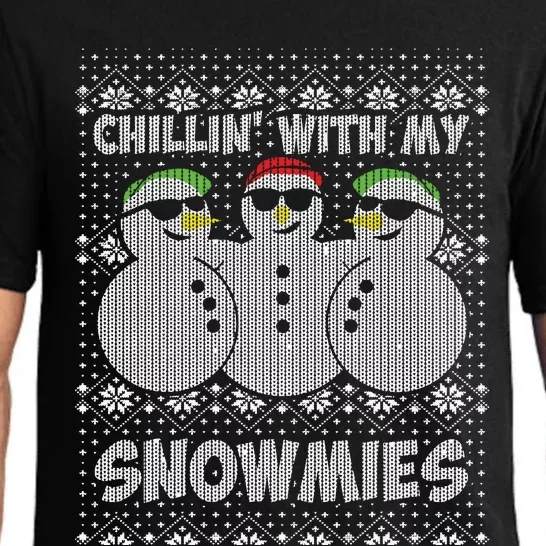 Chillin With My Snowmies Funny Ugly Christmas Pajama Set