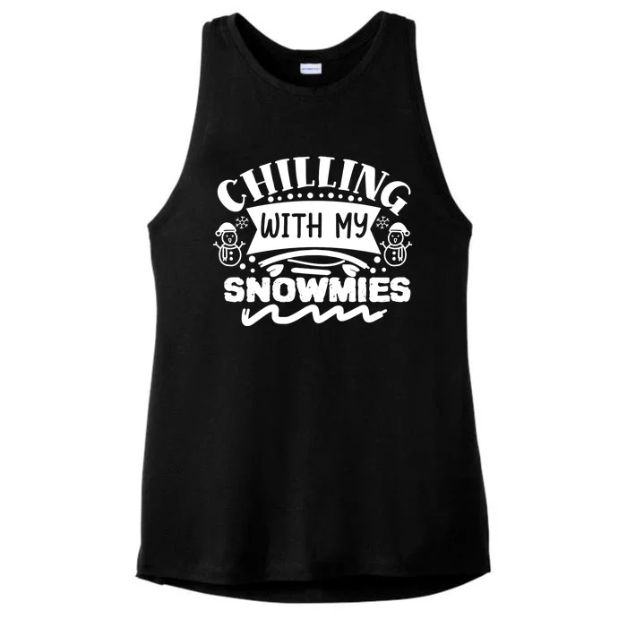 Chilling With My Snowmies Winter Ladies Tri-Blend Wicking Tank