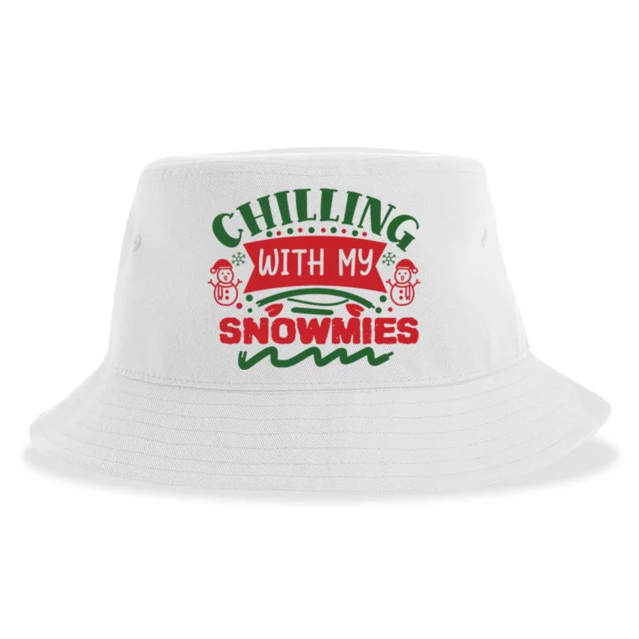 Chilling With My Snowmies Winter Sustainable Bucket Hat