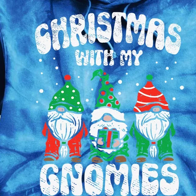 Christmas With My Gnomies Pajama Matching Family Xmas Gnome Tie Dye Hoodie