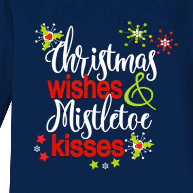 Christmas Wishes Mistletoe Kisses Baby Long Sleeve Bodysuit