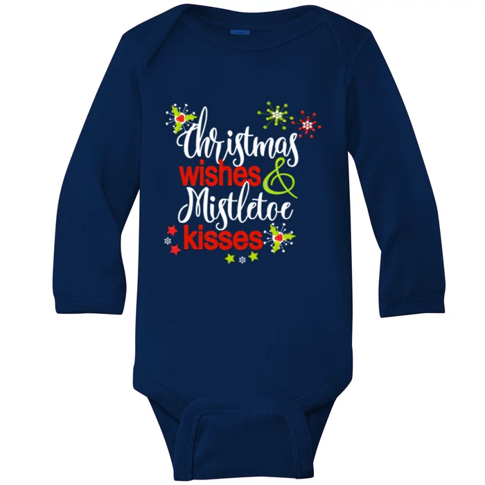 Christmas Wishes Mistletoe Kisses Baby Long Sleeve Bodysuit