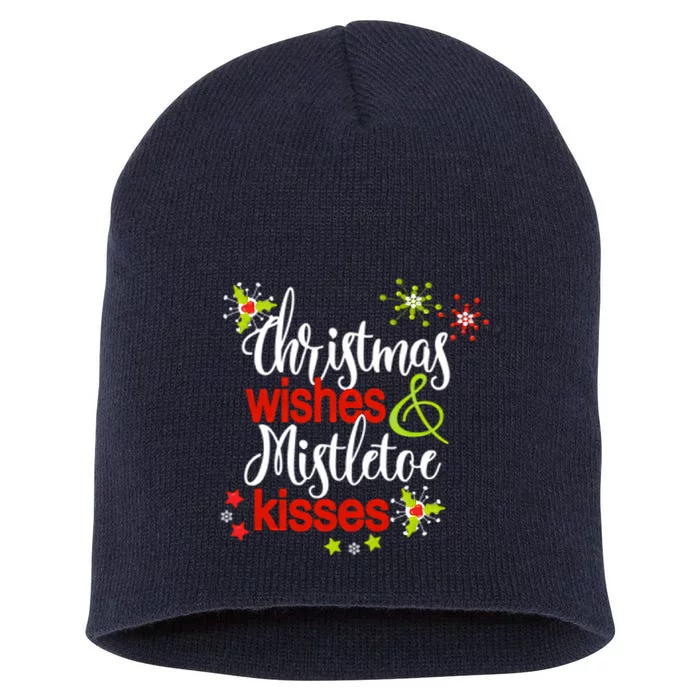 Christmas Wishes Mistletoe Kisses Short Acrylic Beanie