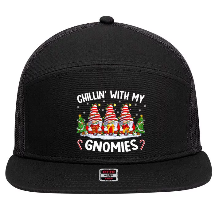 Chillin With My Gnomies Matching Family Christmas Pjs Gnome 7 Panel Mesh Trucker Snapback Hat