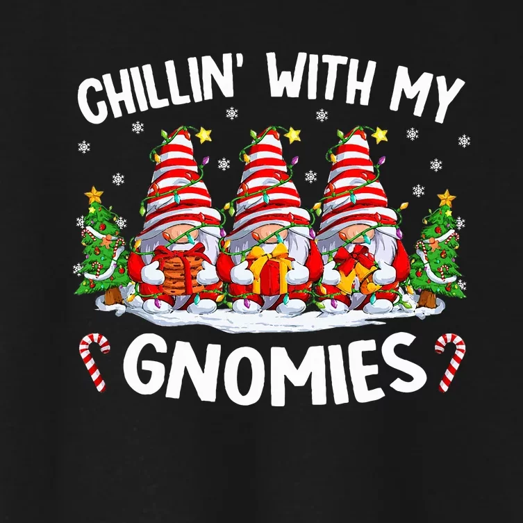 Chillin With My Gnomies Matching Family Christmas Pjs Gnome Women's Crop Top Tee