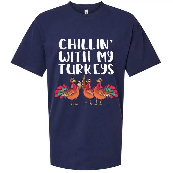 Chillin' With My Turkeys Thanksgiving Season Family Lover Sueded Cloud Jersey T-Shirt