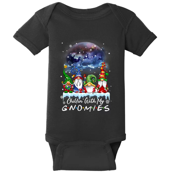 Chillin With My Gnomies Christmas Family Gnome Xmas Matching Baby Bodysuit