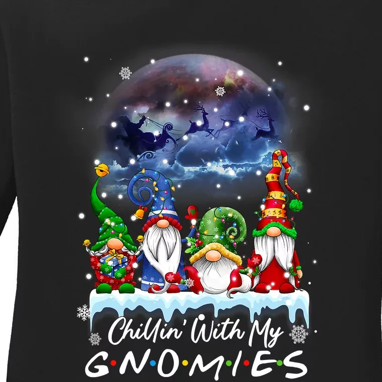 Chillin With My Gnomies Christmas Family Gnome Xmas Matching Ladies Long Sleeve Shirt