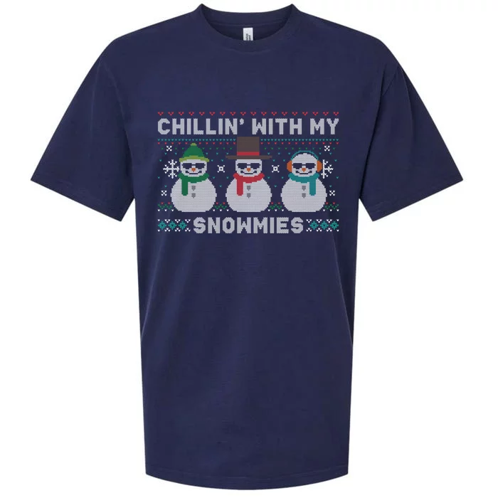 Chillin With My Snowmies Cute Snow Ugly Christmas Sweater Great Gift Sueded Cloud Jersey T-Shirt