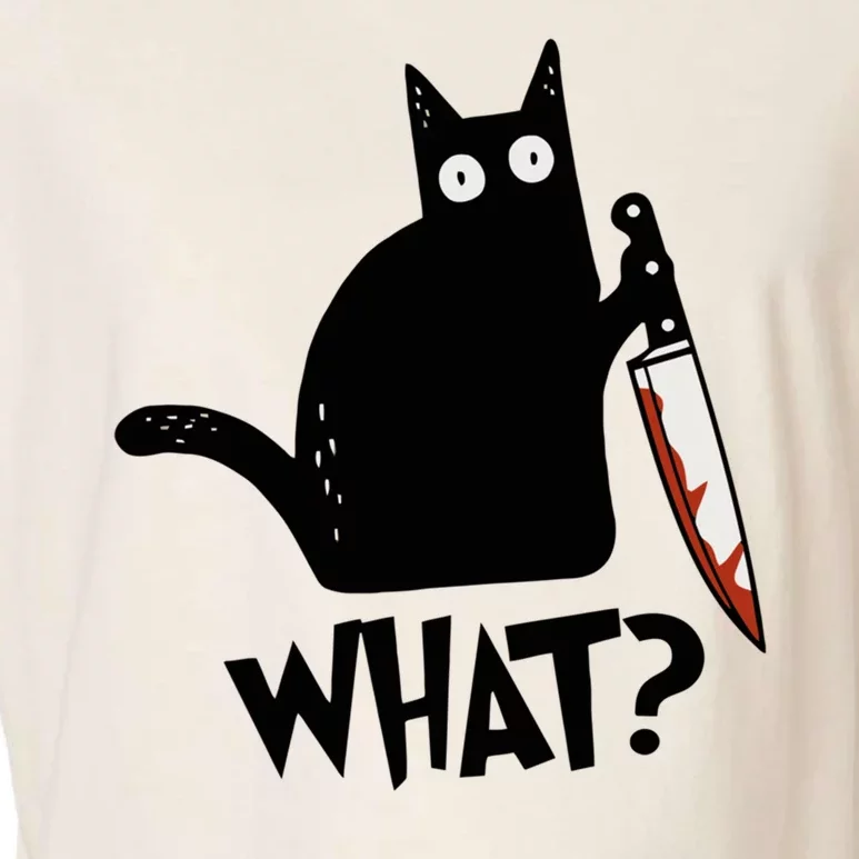 Cat What? Murderous Black Cat With Knife Gift Garment-Dyed Women's Muscle Tee