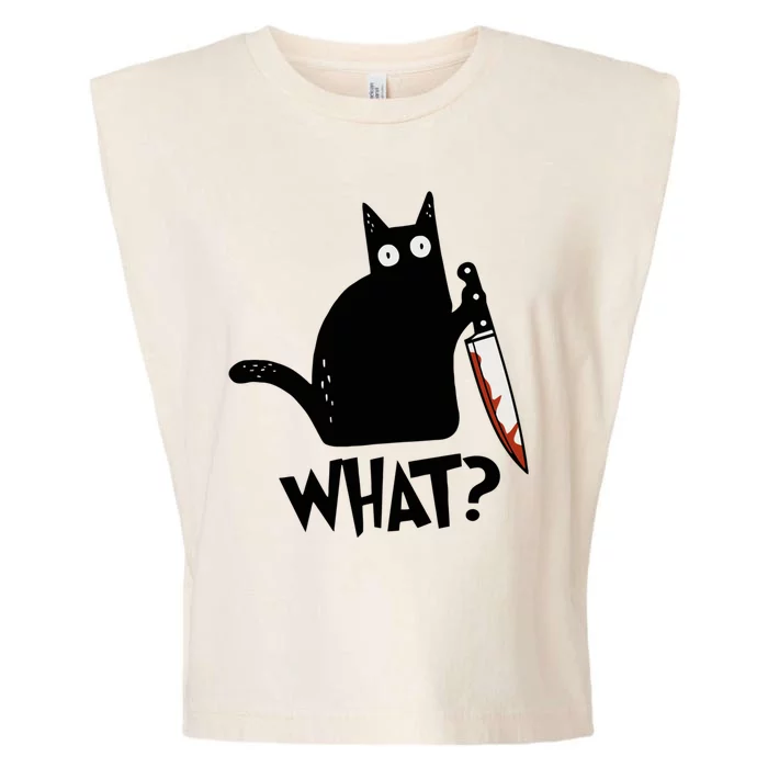 Cat What? Murderous Black Cat With Knife Gift Garment-Dyed Women's Muscle Tee