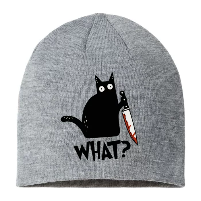 Cat What? Murderous Black Cat With Knife Gift 8 1/2in Sustainable Knit Beanie