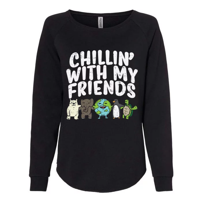 Chillin With My Friends Planet Animals Cute Earth Day Gift Great Gift Womens California Wash Sweatshirt