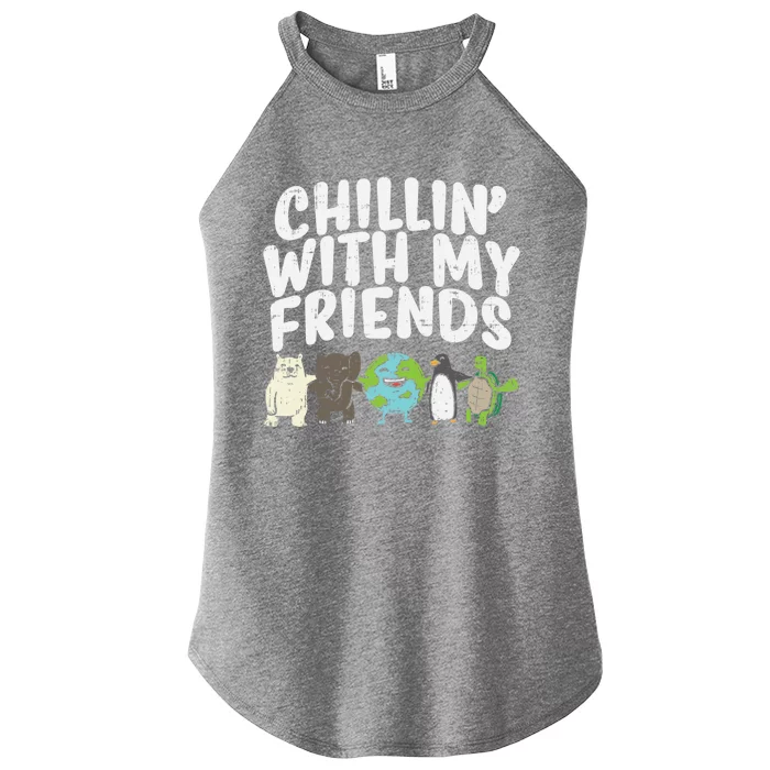 Chillin With My Friends Planet Animals Cute Earth Day Gift Great Gift Women’s Perfect Tri Rocker Tank