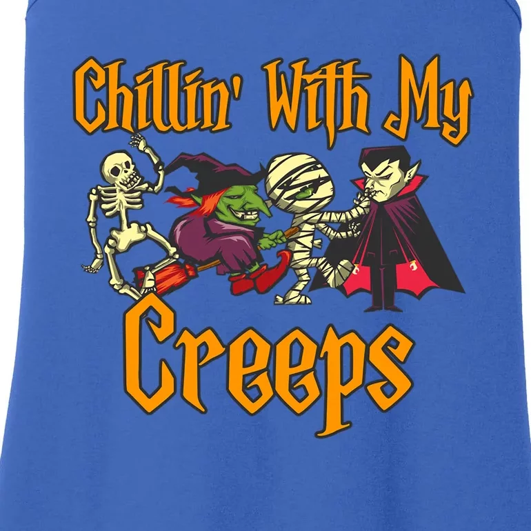 Chillin With My Creeps Vampire Halloween Skeleton Witch Gift Meaningful Gift Ladies Essential Tank