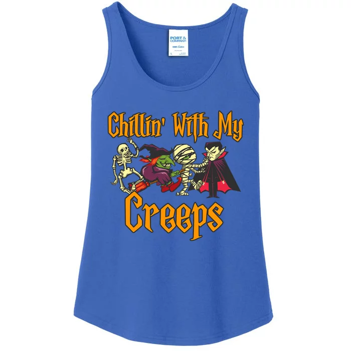 Chillin With My Creeps Vampire Halloween Skeleton Witch Gift Meaningful Gift Ladies Essential Tank