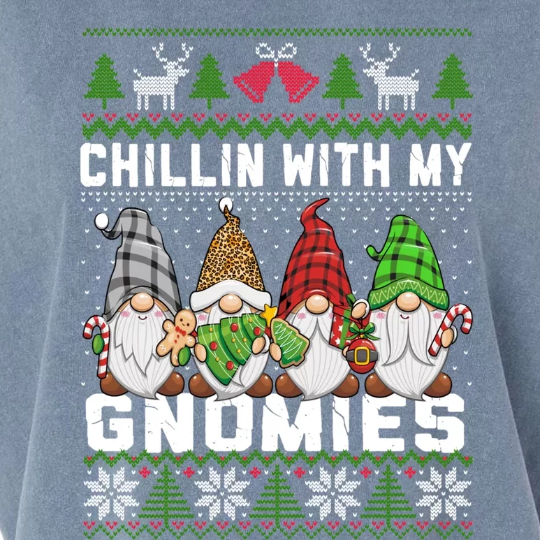 Chillin With My Gnomies Christmas Cute Gnomes Ugly Sweater Gift Garment-Dyed Women's Muscle Tee