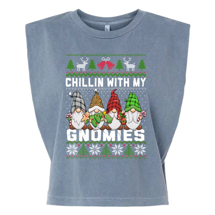 Chillin With My Gnomies Christmas Cute Gnomes Ugly Sweater Gift Garment-Dyed Women's Muscle Tee