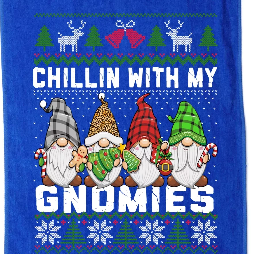 Chillin With My Gnomies Christmas Cute Gnomes Ugly Sweater Gift Platinum Collection Golf Towel