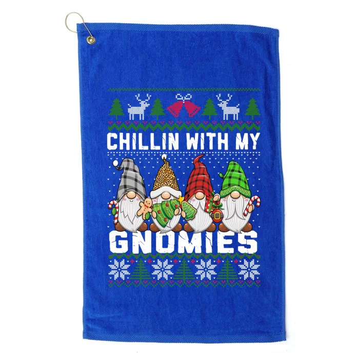 Chillin With My Gnomies Christmas Cute Gnomes Ugly Sweater Gift Platinum Collection Golf Towel