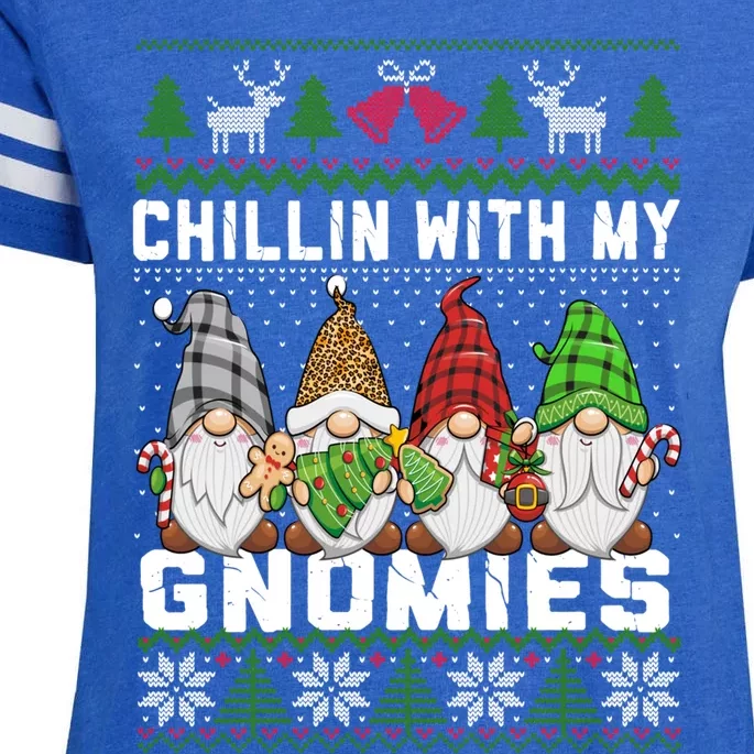 Chillin With My Gnomies Christmas Cute Gnomes Ugly Sweater Gift Enza Ladies Jersey Football T-Shirt