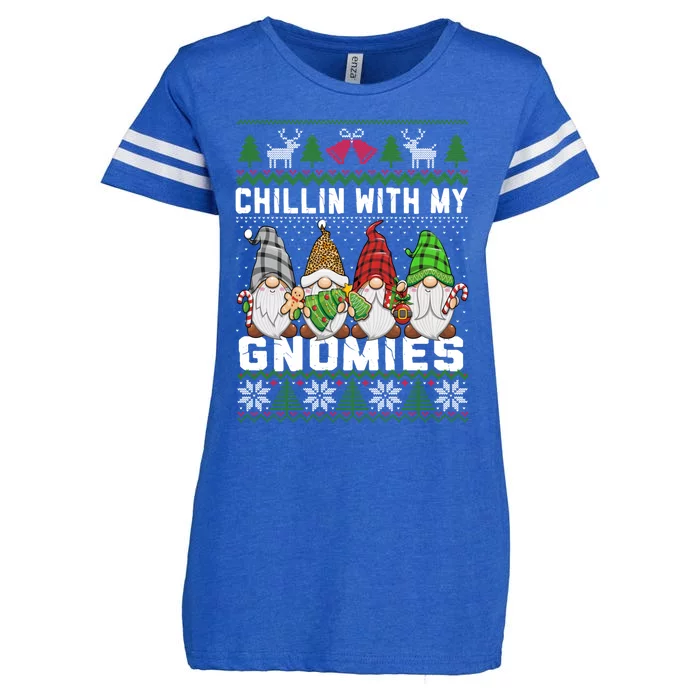 Chillin With My Gnomies Christmas Cute Gnomes Ugly Sweater Gift Enza Ladies Jersey Football T-Shirt