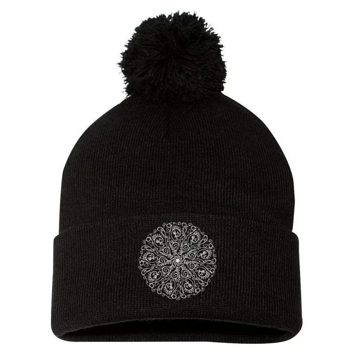 Curse Word Mandala Pom Pom 12in Knit Beanie