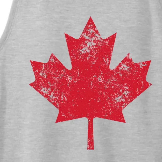 Canada Women Men Distressed Red Maple Leaf Canada Day Ladies Tri-Blend Wicking Tank