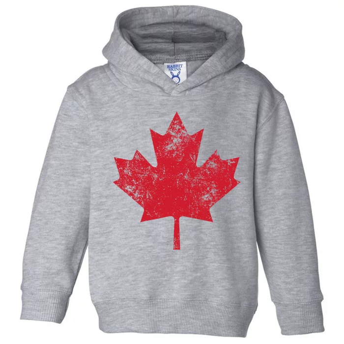 Canada Women Men Distressed Red Maple Leaf Canada Day Toddler Hoodie