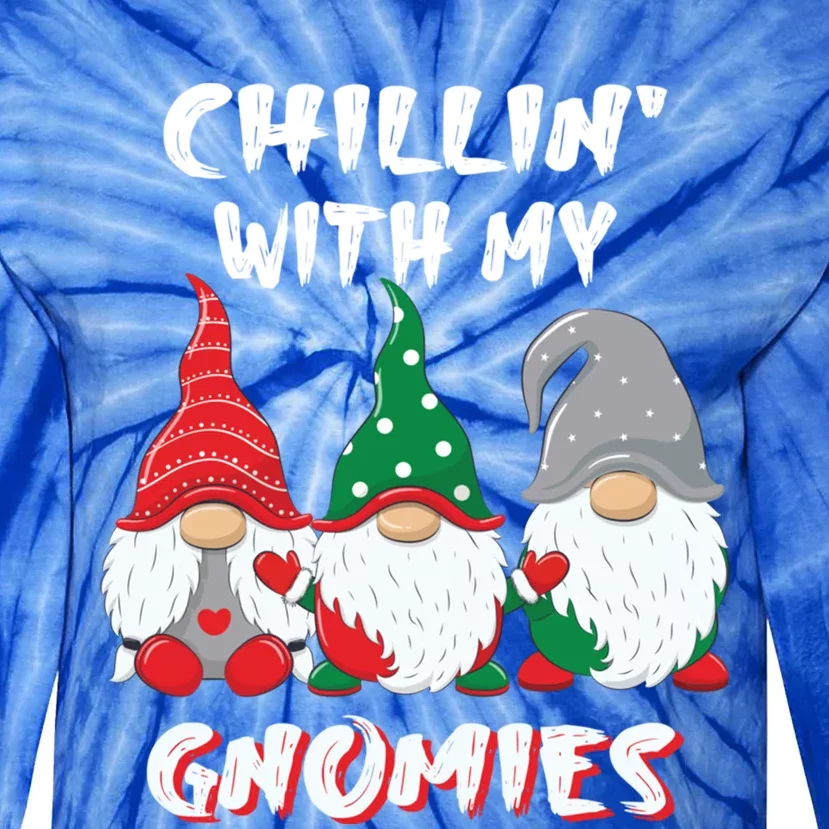 Chilling With My Gnomies Christmas Gift Tie-Dye Long Sleeve Shirt