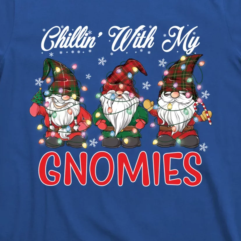 Chillin With My Gnomies Christmas Red Gnomes Plaid Buffalo Gift T-Shirt