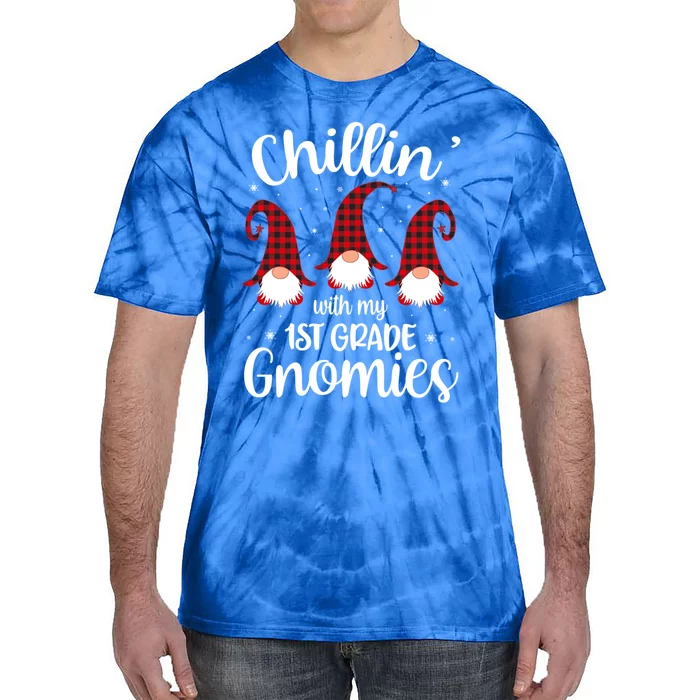 Chillin With My 1st Grade Gnomies Teacher Christmas Gnome Gift Tie-Dye T-Shirt