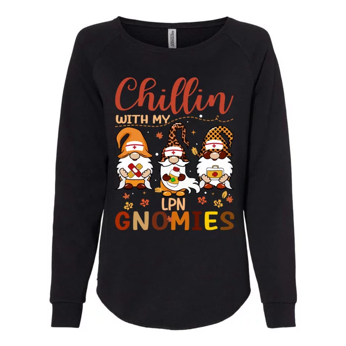 Chillin With My Lpn Nurse Gnomies Happy Thanksgiving Funny Gift Womens California Wash Sweatshirt