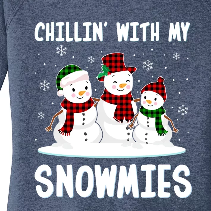 Chillin With My Snowmies Family Pajamas Snow Christmas Cute Gift Women's Perfect Tri Tunic Long Sleeve Shirt