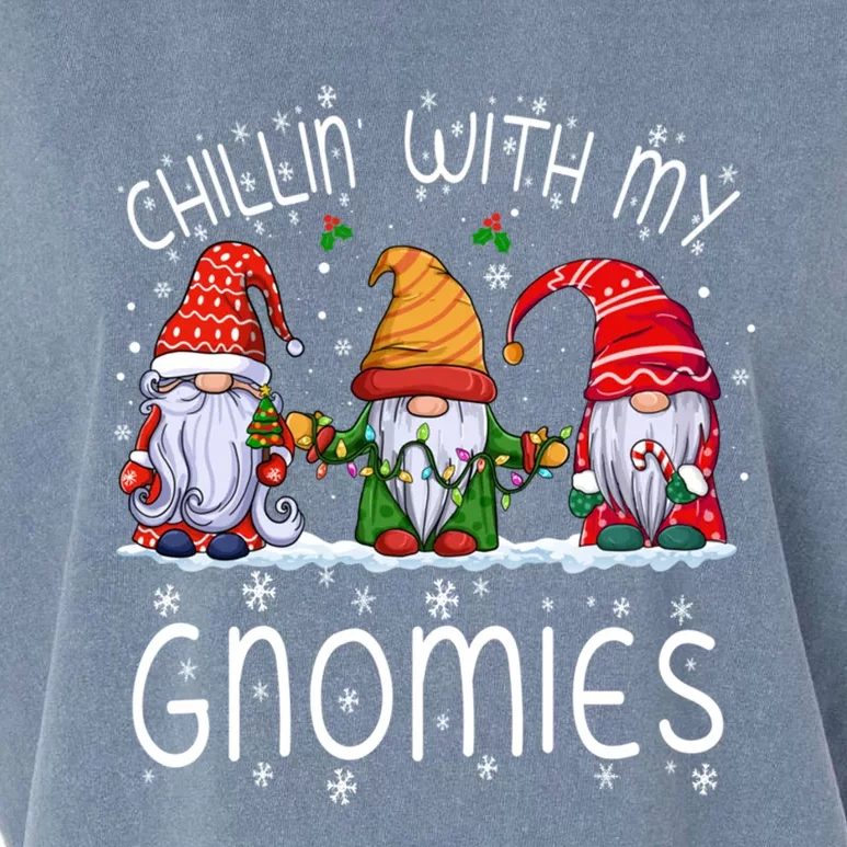 Chillin With My Gnomies Buffalo Red Plaid Christmas Gnome Gift Garment-Dyed Women's Muscle Tee