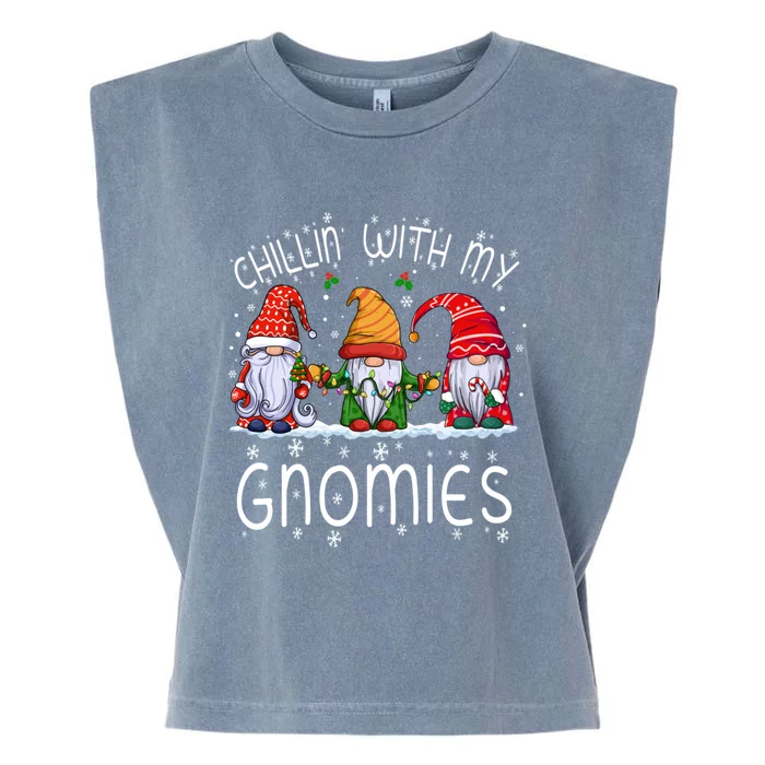 Chillin With My Gnomies Buffalo Red Plaid Christmas Gnome Gift Garment-Dyed Women's Muscle Tee