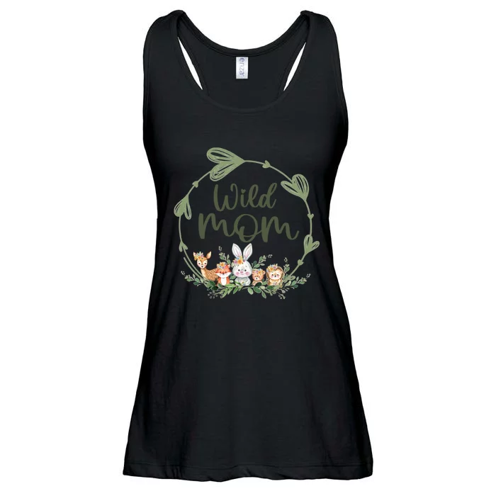 Cute Wild Mom Wreath Zoo Leopard Birthday Safari Jungle Animal Gift Ladies Essential Flowy Tank