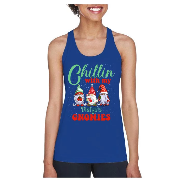 Chillin With My Dialysis Gnomies Xmas Light Nurse Christmas Gift Women's Racerback Tank