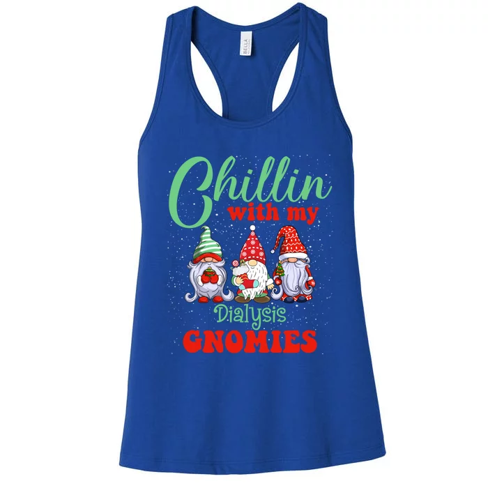 Chillin With My Dialysis Gnomies Xmas Light Nurse Christmas Gift Women's Racerback Tank