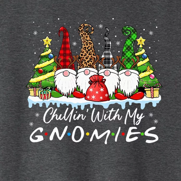 Chillin With My Gnomies Funny Christmas Family Friend Gnomes Women's Crop Top Tee