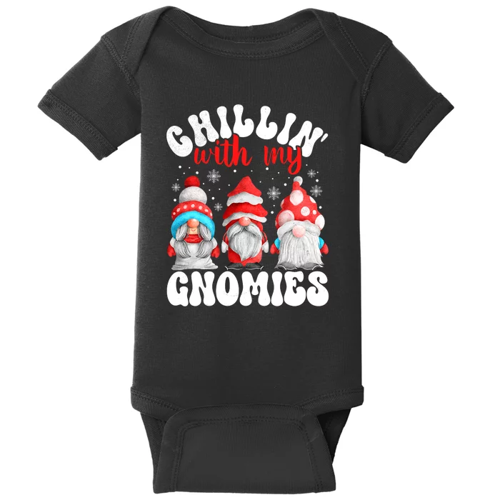 Chillin With My Gnomies Christmas Cute Gnomes Ugly Sweater Baby Bodysuit