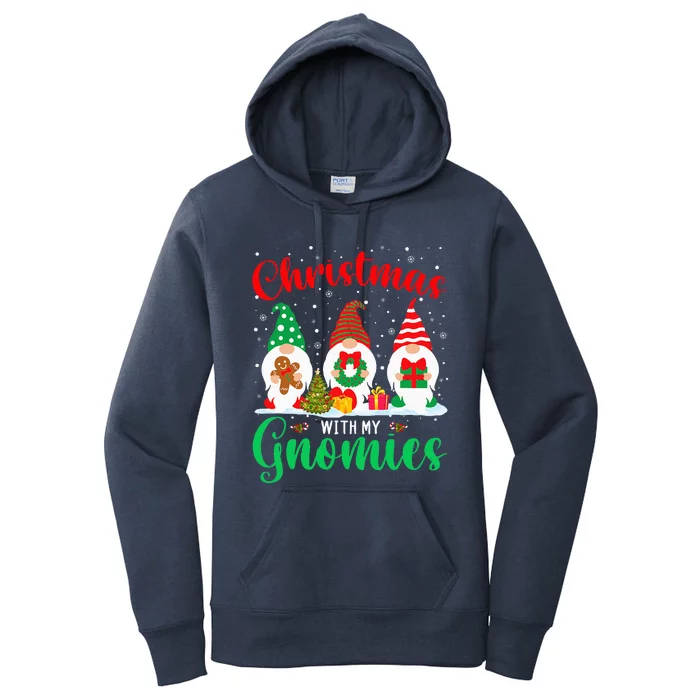 Christmas With My Gnomies Funny Christmas Santa Elf Gnomes Women's Pullover Hoodie