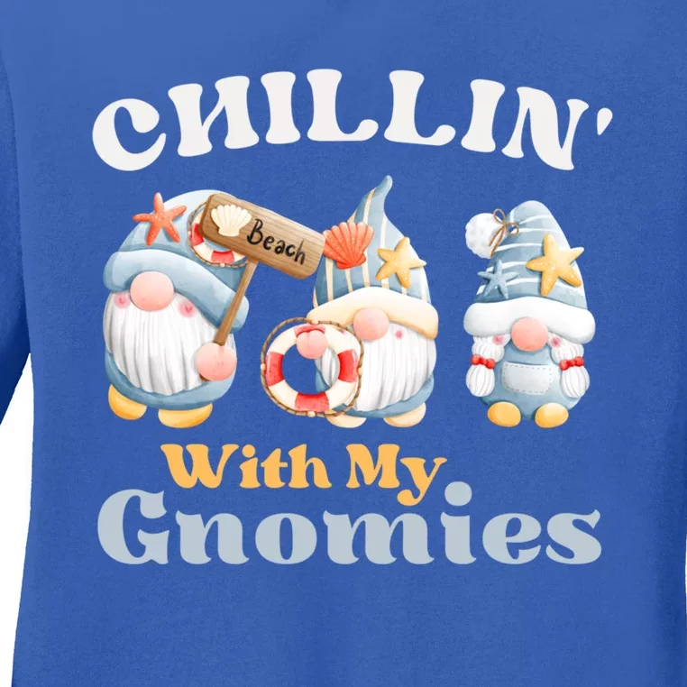 Chillin With My Gnomies Beach Gnomes With Shells Gift Ladies Long Sleeve Shirt