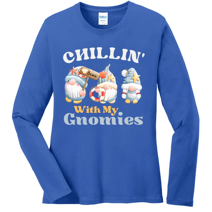 Chillin With My Gnomies Beach Gnomes With Shells Gift Ladies Long Sleeve Shirt