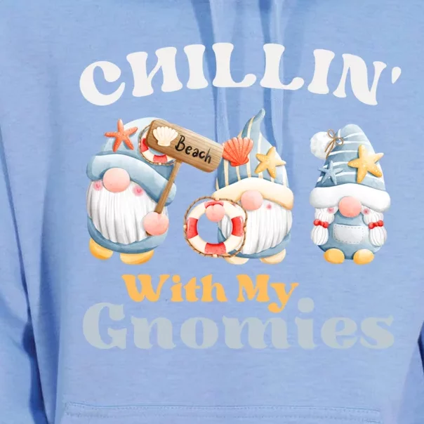 Chillin With My Gnomies Beach Gnomes With Shells Gift Unisex Surf Hoodie