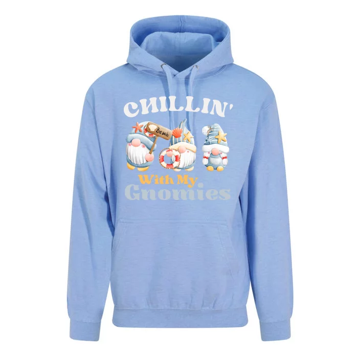 Chillin With My Gnomies Beach Gnomes With Shells Gift Unisex Surf Hoodie